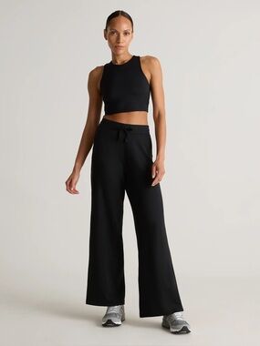 Quince SuperSoft Fleece Wide Leg Pants Black Medium